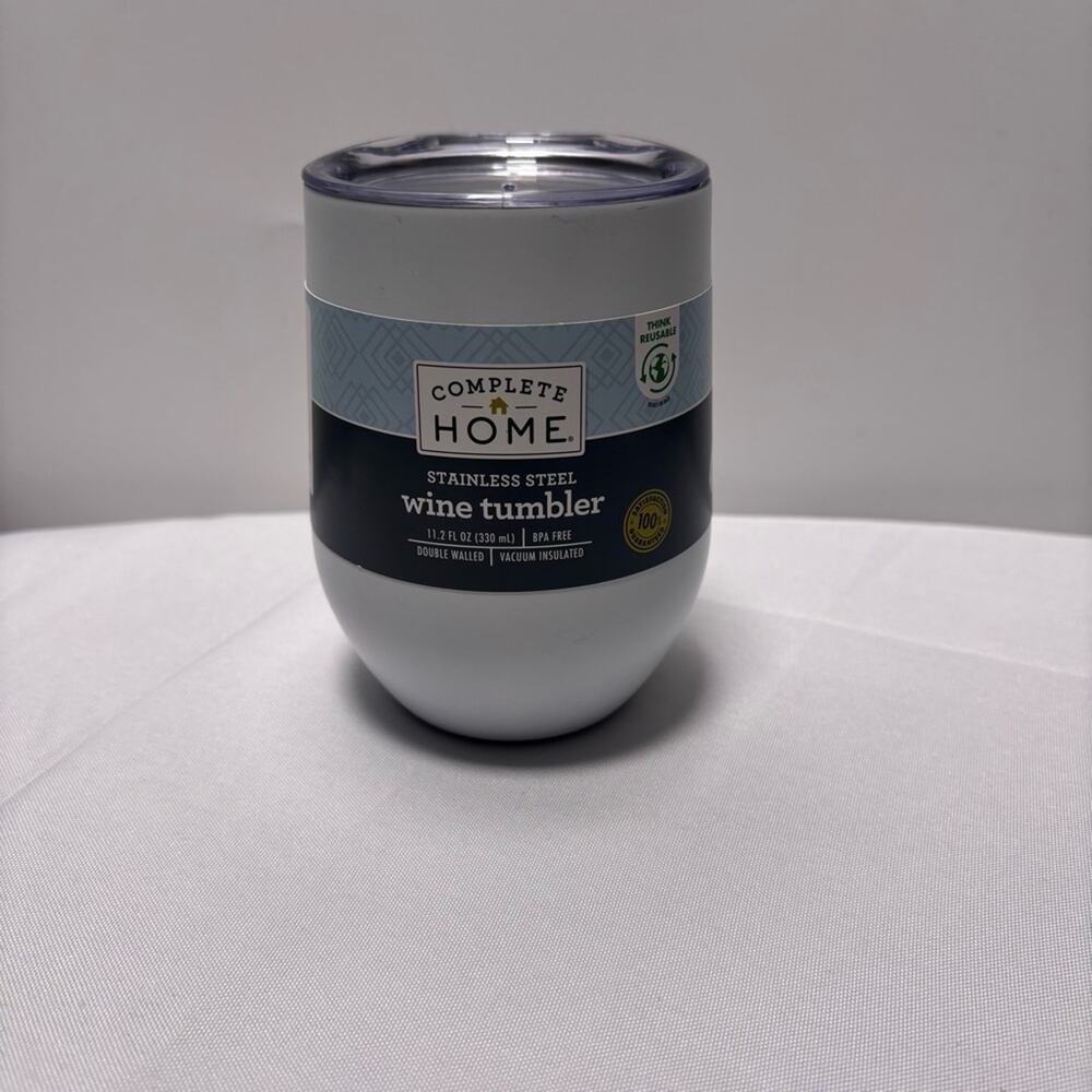 Complete Home Stainless Steel Wine Tumbler - White